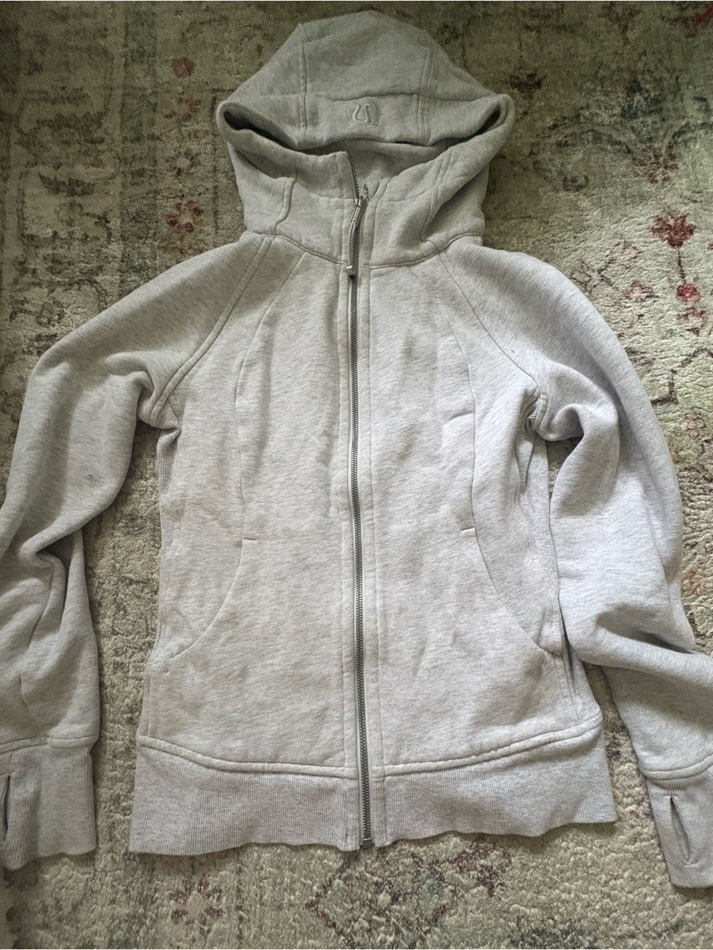 Lululemon Light Gray Scuba Zip-Up Hoodie with Hood